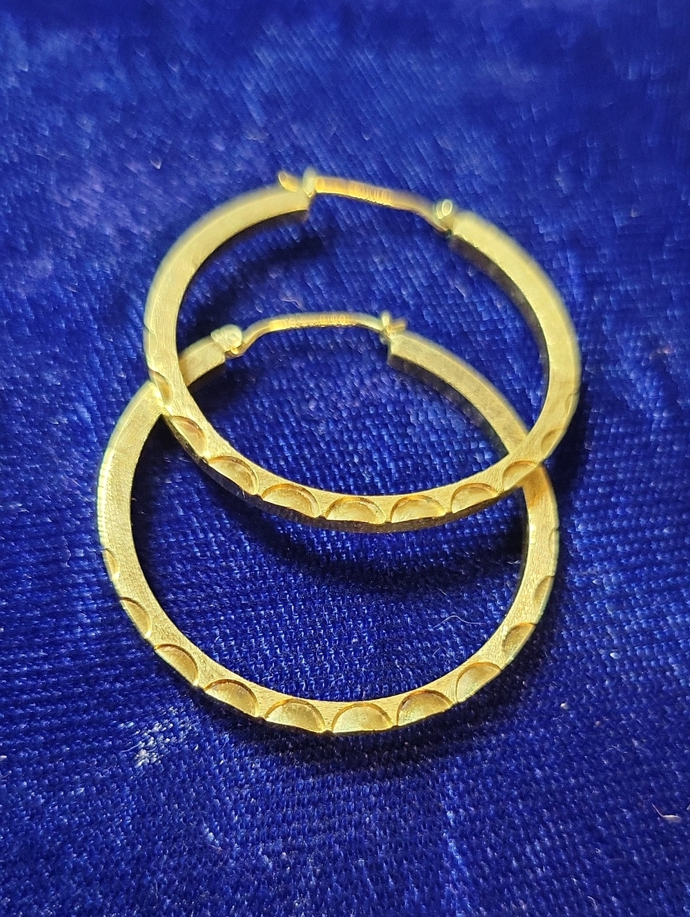 Classic Gold Tone Textured Hoop Earrings - Women Jewelry